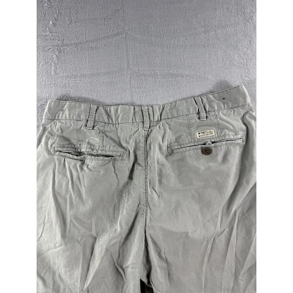Faherty Mens Gray Island Life Chino Shorts Size 32x8 Flat Front Cotton Beach